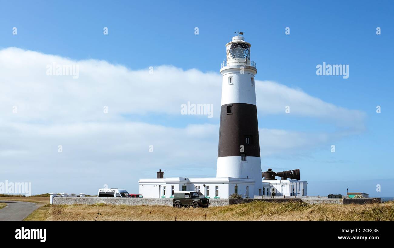 Mannez Leuchtturm, Alderney Stockfoto