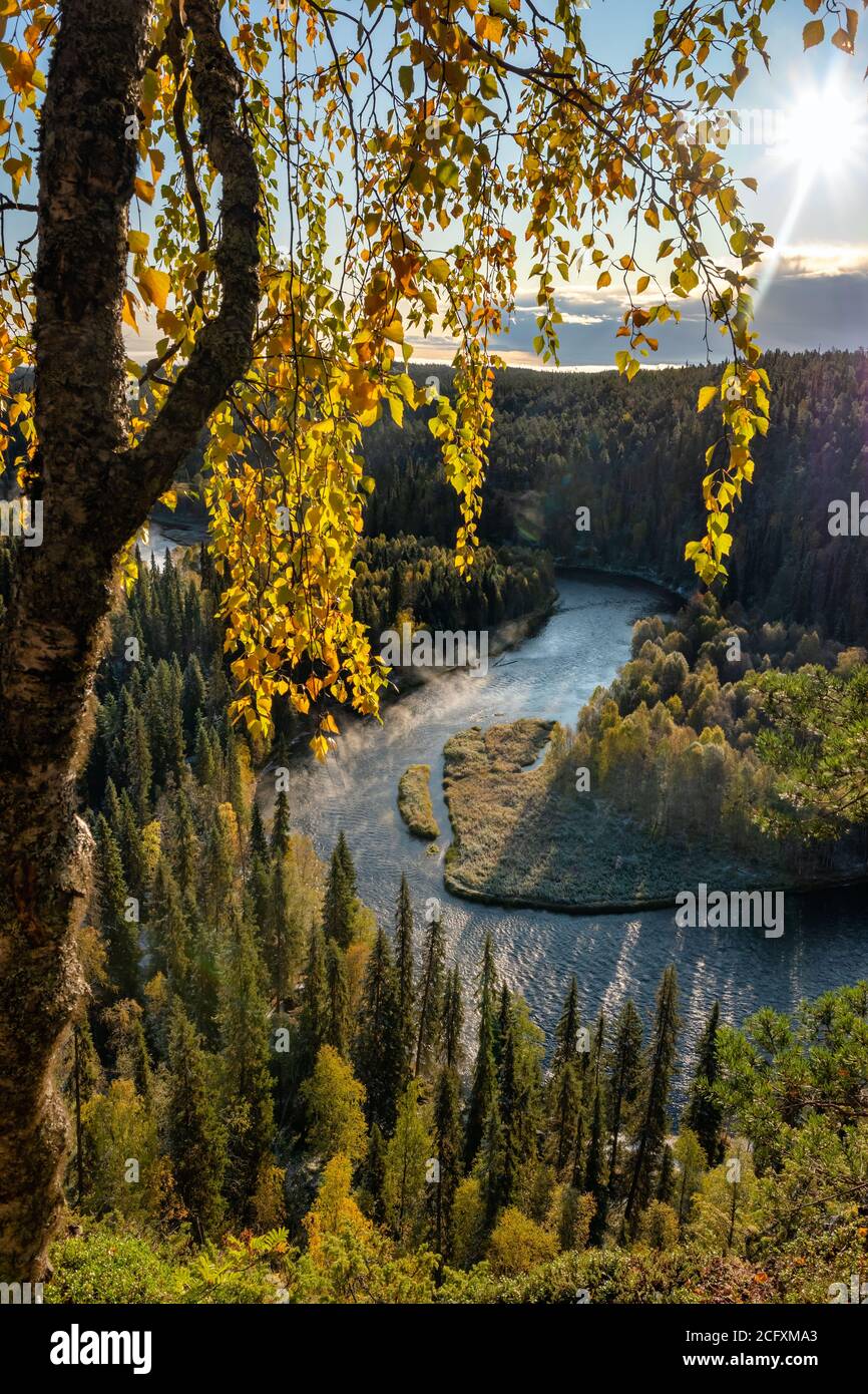 Herbstansicht in Oulanka National Park Landschaft Stockfoto