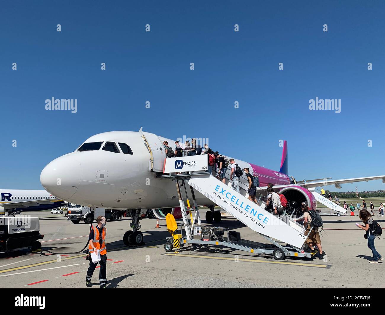 Airbus A321 Wizz Air Passagierjet Flugzeug am Budapest Ferenc Liszt International Airport. Budapest / Ungarn Stockfoto