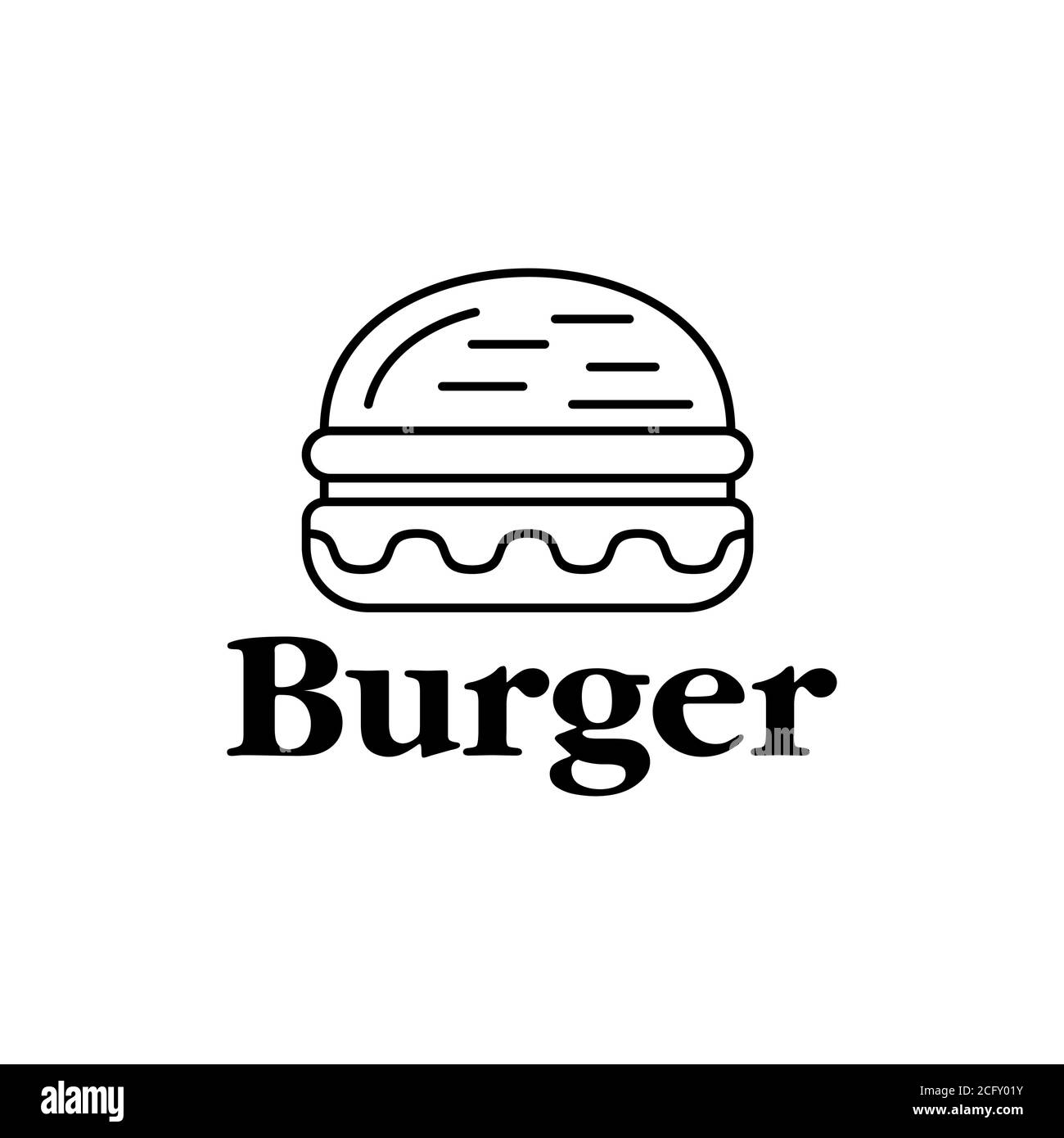 Schwarz skizzierte Symbol eines Hamburger, auf weißem Hintergrund. Stock Vektor