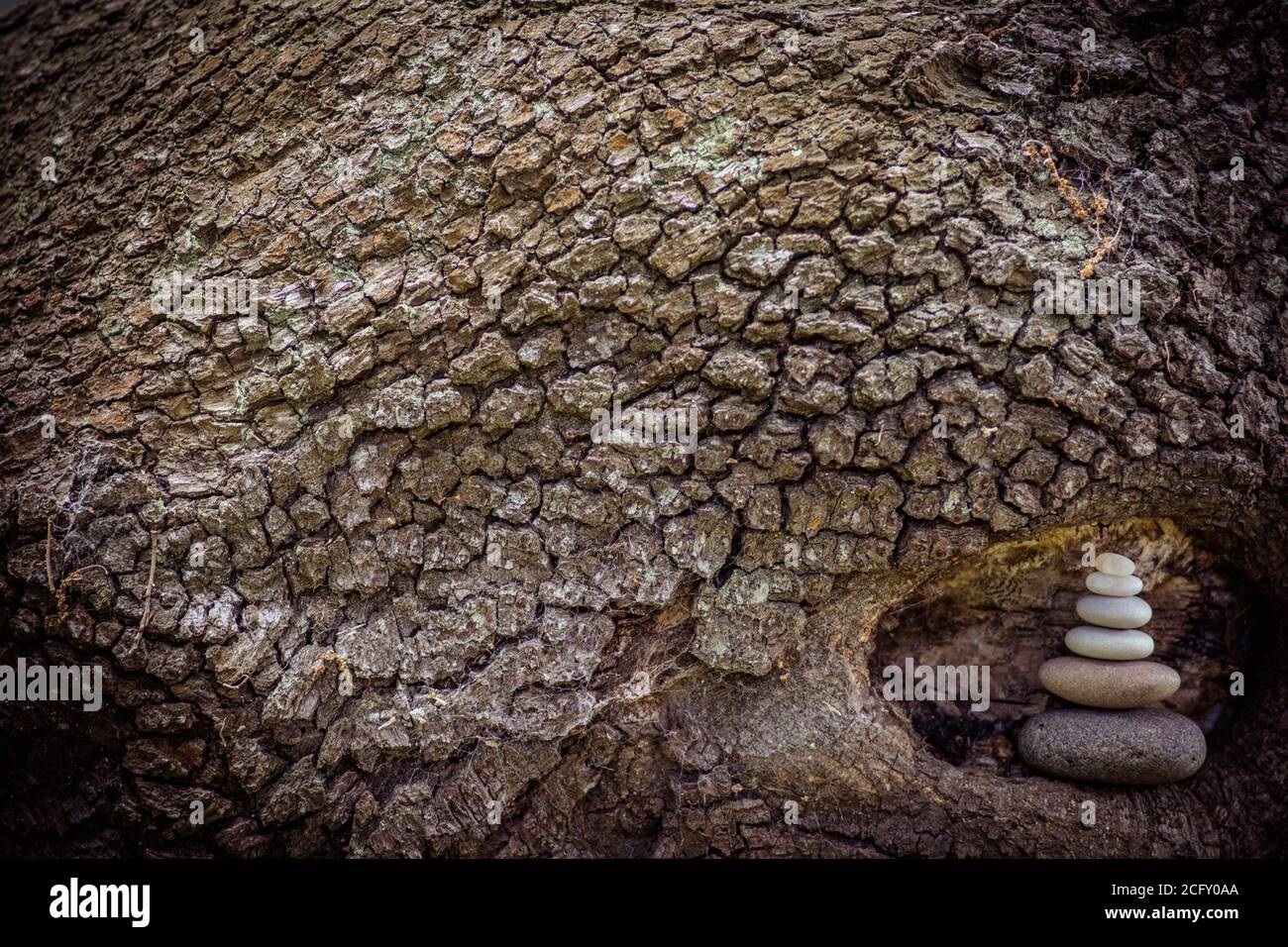 Einzigartige und beruhigende Kunst aus Kieselsteinen Stockfoto