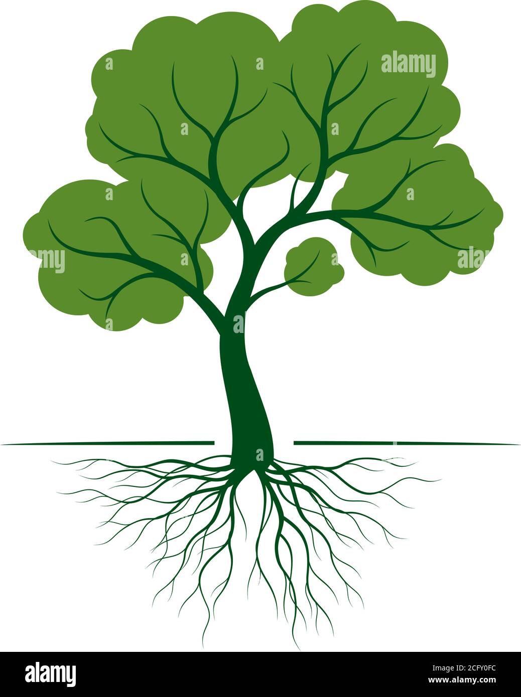 Grüner Vektor Baum isoliert auf weißem Hintergrund Stock Vektor