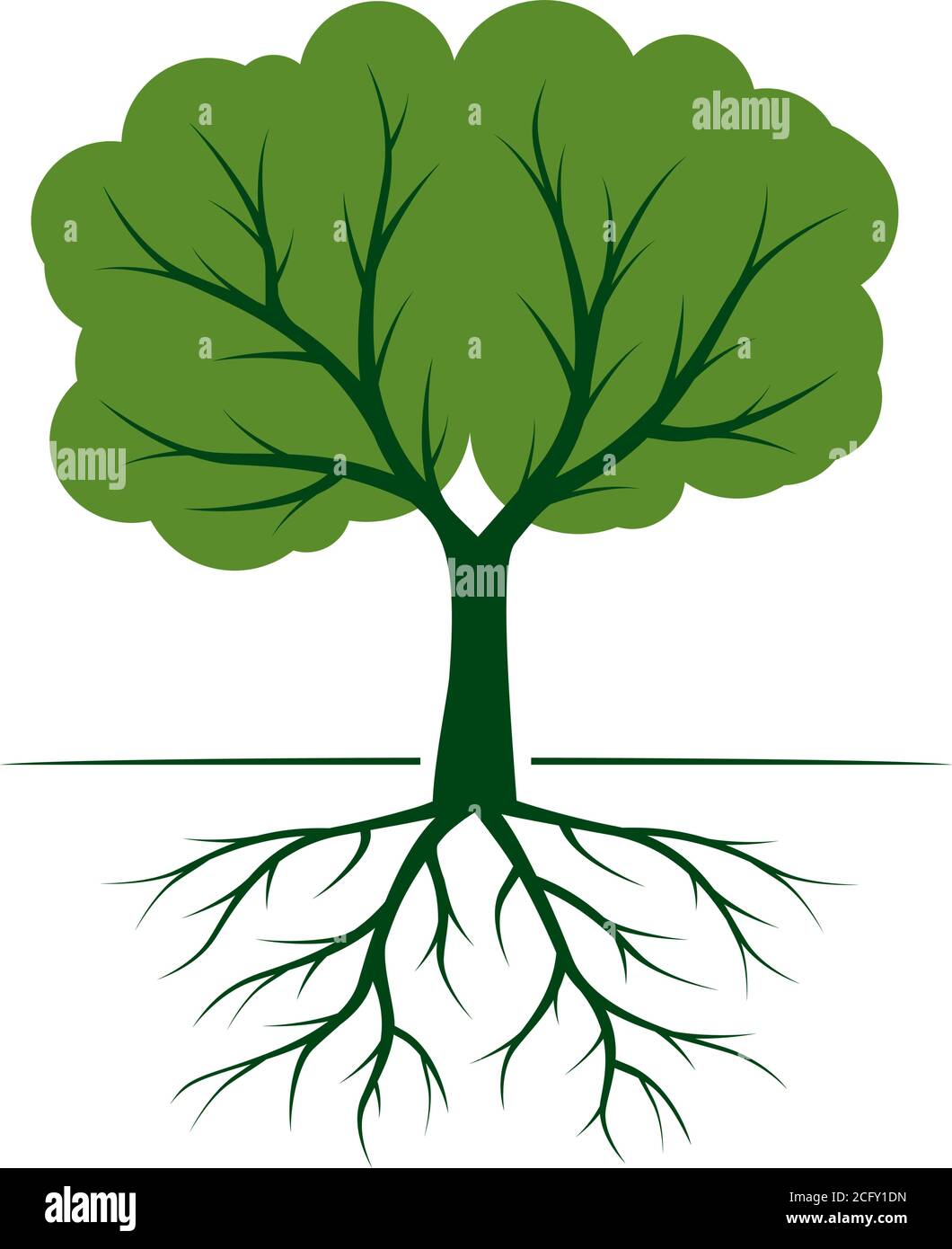 Grüner Vektor Baum isoliert auf weißem Hintergrund Stock Vektor