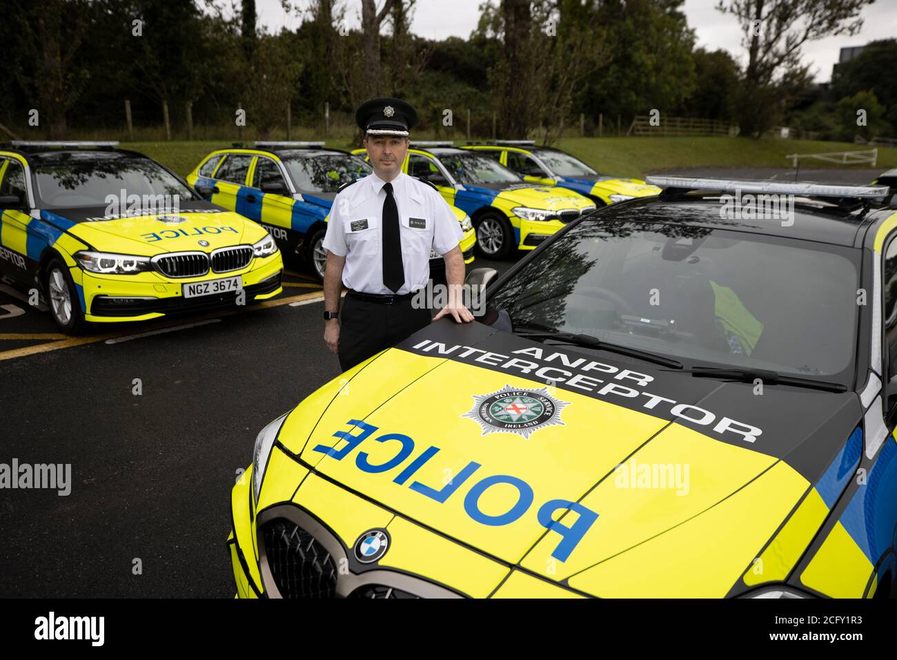 Temporärer Assistent Chief Constable Jonathan Roberts bei der Einführung des neuen Intercept-Teams für die automatische Nummernschilderkennung (ANPR) durch das PSNI in Lisburn. Stockfoto