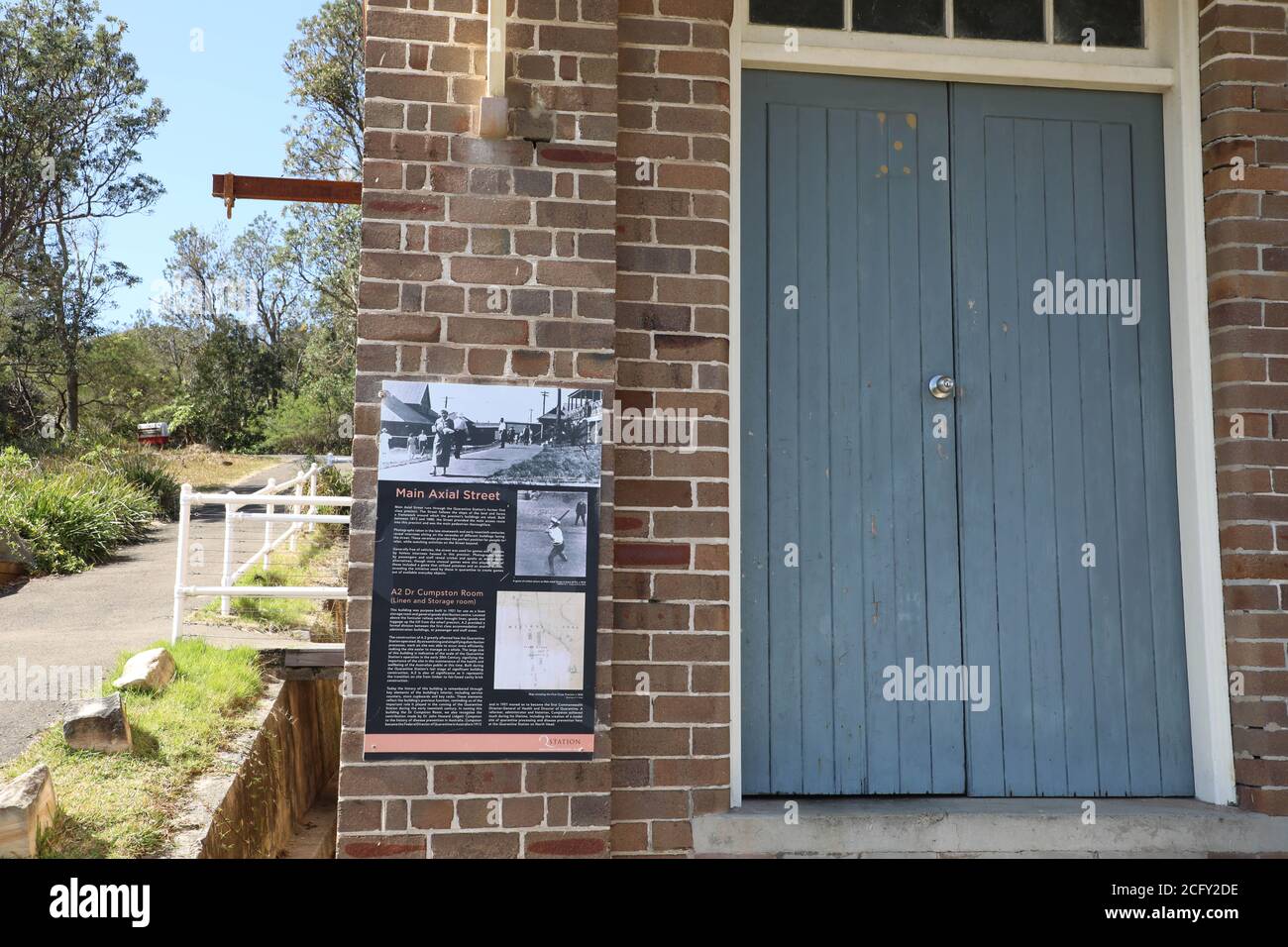 Main Axial Street, Quarantine Station (Q Station) in North Head, Manly, Sydney, NSW, Australien. Stockfoto