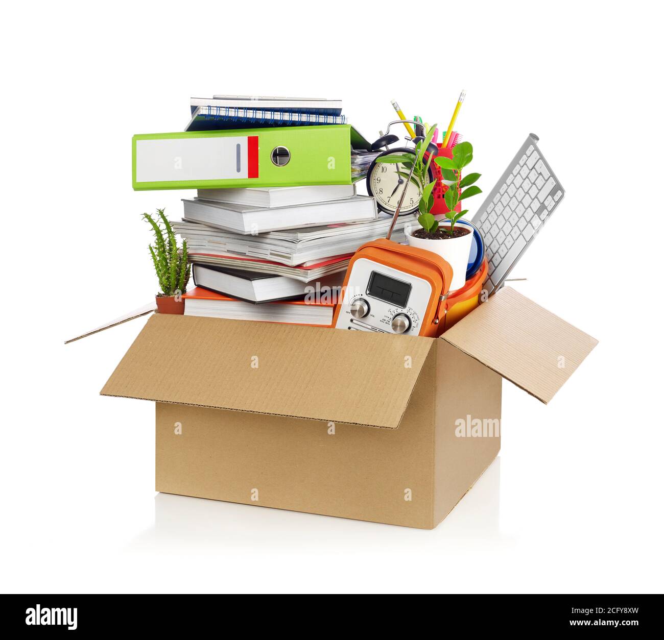 Box voller Sachen Stockfoto