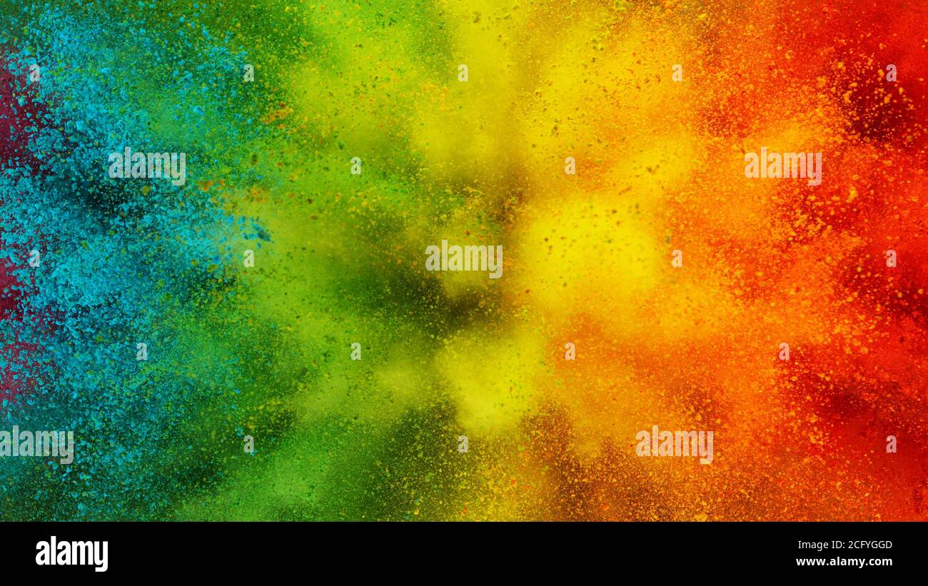 Abstrakt farbige Pulver Explosion Hintergrund, verschiedene Farben Stockfoto