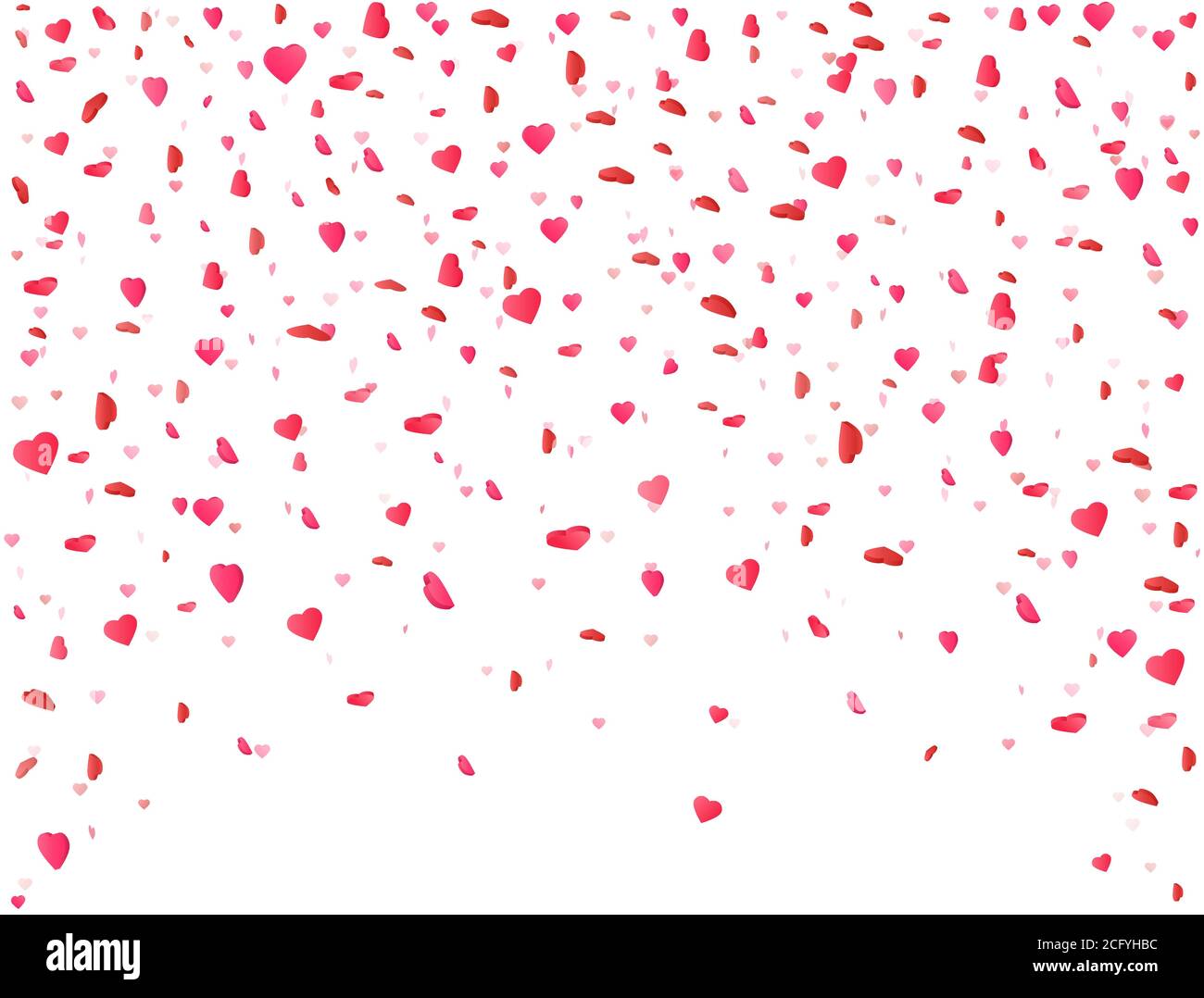Herz Konfetti fallen auf weißem Hintergrund. Blütenblatt in Herzform. Valentinstag Hintergrund. Farbe Konfetti für Grußkarten, Hochzeit Stock Vektor