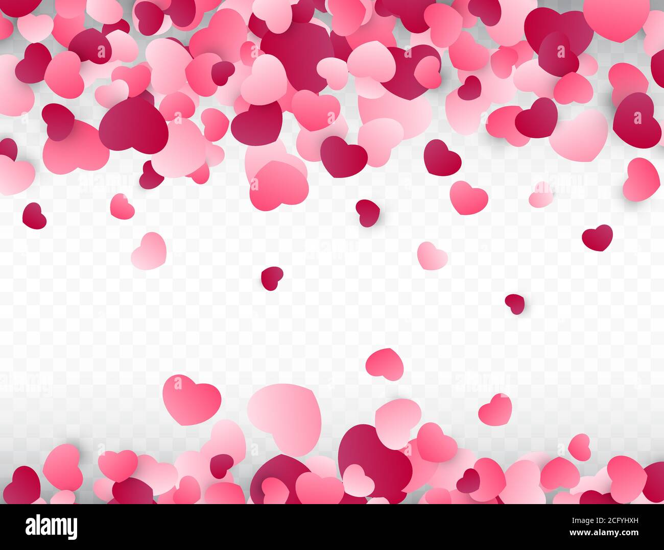 Valentinstag Hintergrund mit rosa Herzen. Liebe Hintergrund. Bunte Konfetti. Vektorgrafik Stock Vektor
