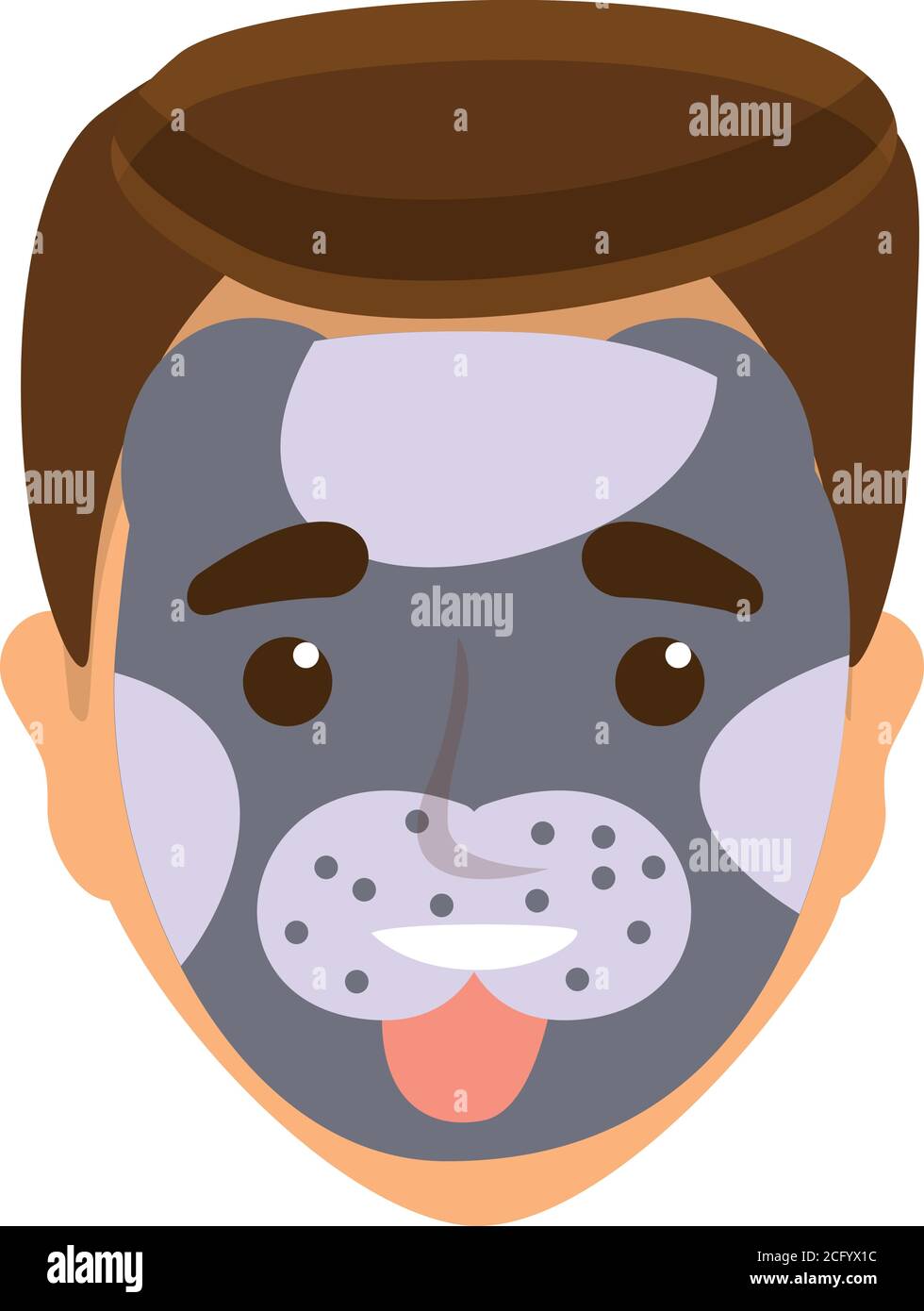 Gesicht malen Hund Symbol. Cartoon von Gesicht Malerei Hund Vektor-Symbol für Web-Design isoliert auf weißem Hintergrund Stock Vektor