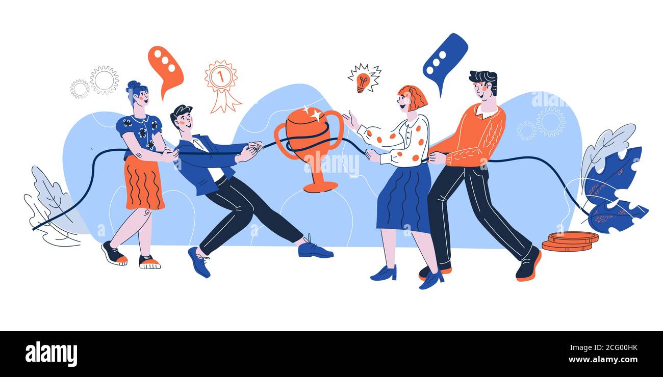 Business Team Schleppen des Krieges - Ziehen Seil Spiel. Stock Vektor