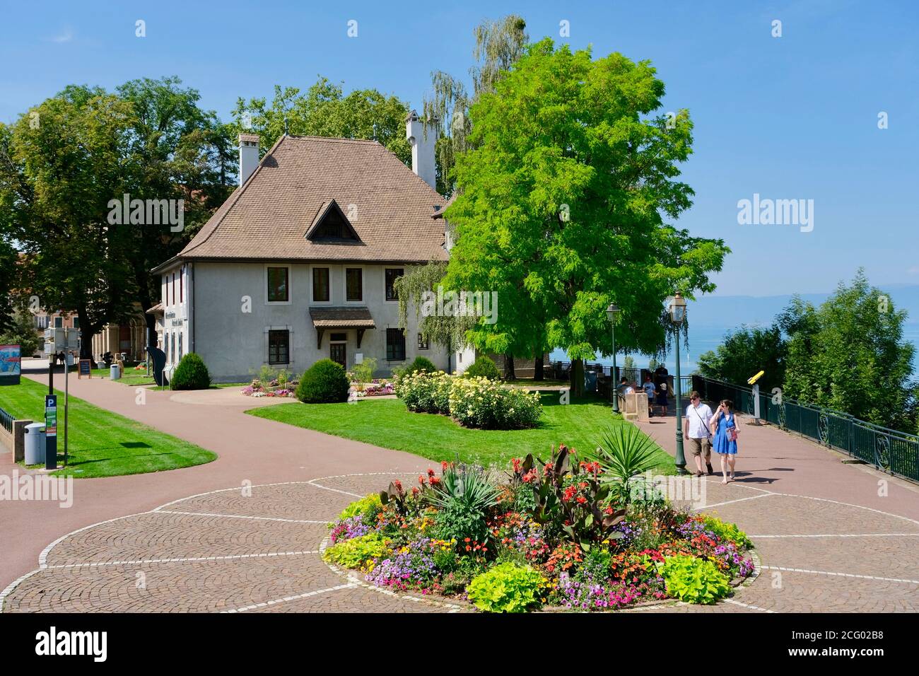Frankreich, Haute Savoie, Le Chablais, Thonon les Bains, der Park Belvedere, das Tourismusbüro Stockfoto