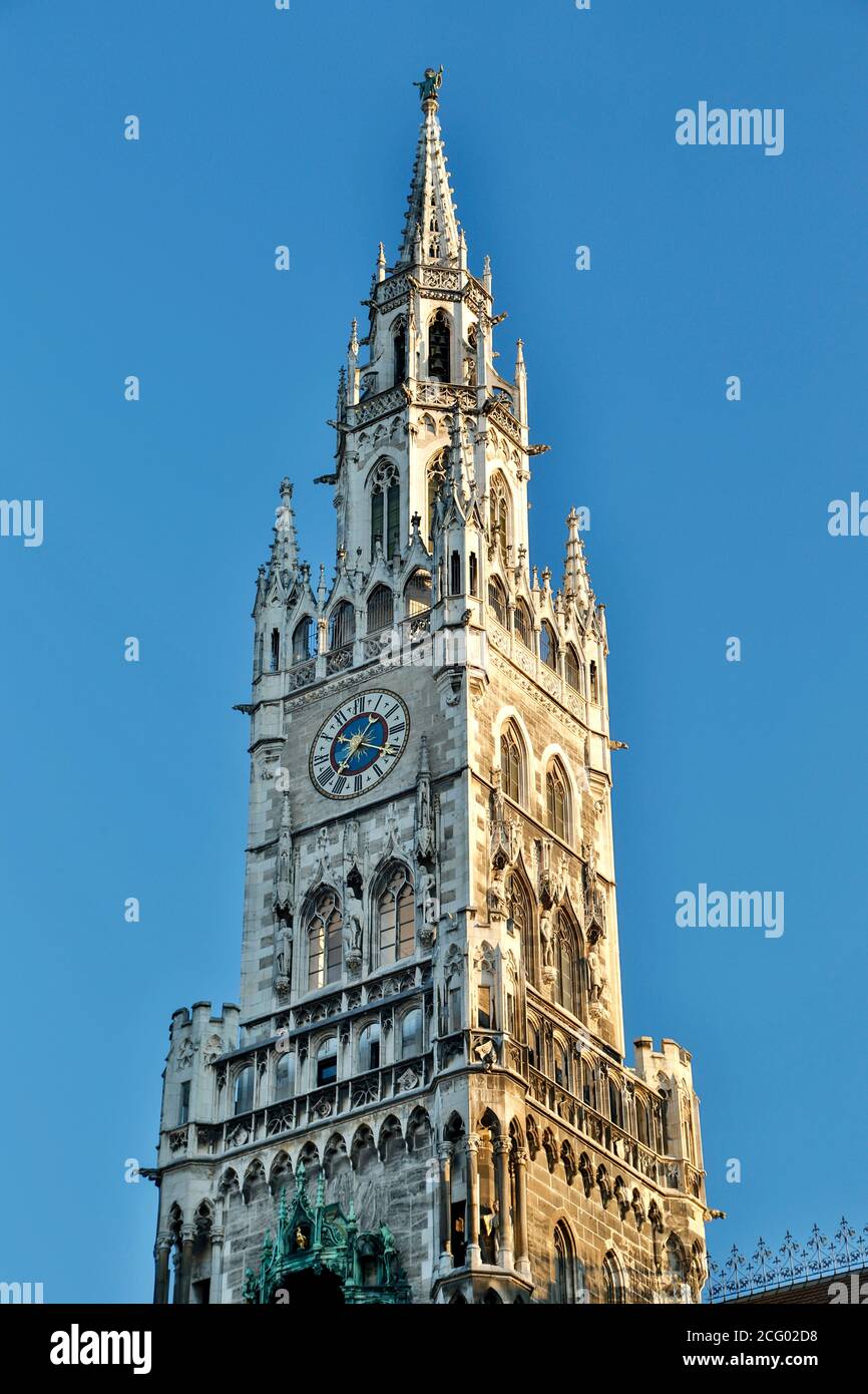 New Town Hall Clock Tower, Marienplatz, München, Deutschland Stockfoto