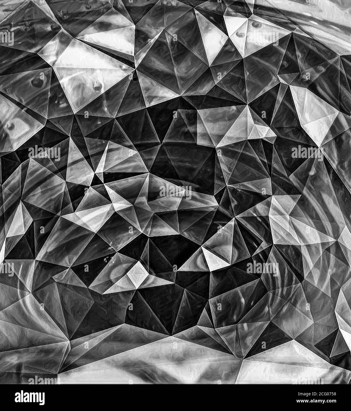 3d abstrakter schwarzer kristallisierter Hintergrund. Stockfoto