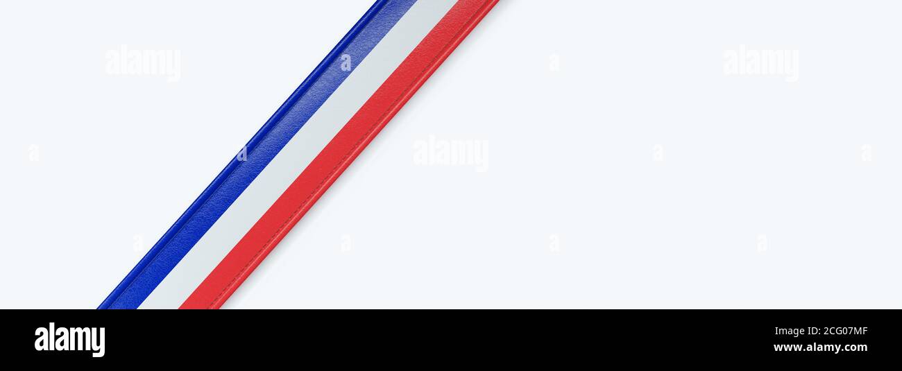 Lederband mit der Flagge Frankreichs. Stockfoto