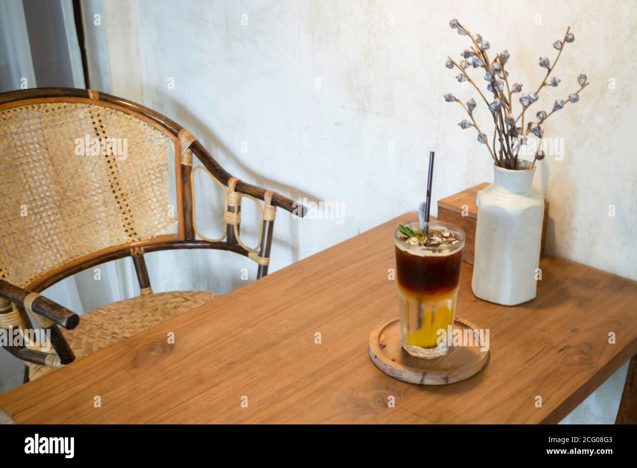 Signature Drink von Eistee pfirsich Kaffee schwarz, Foto Stockfoto