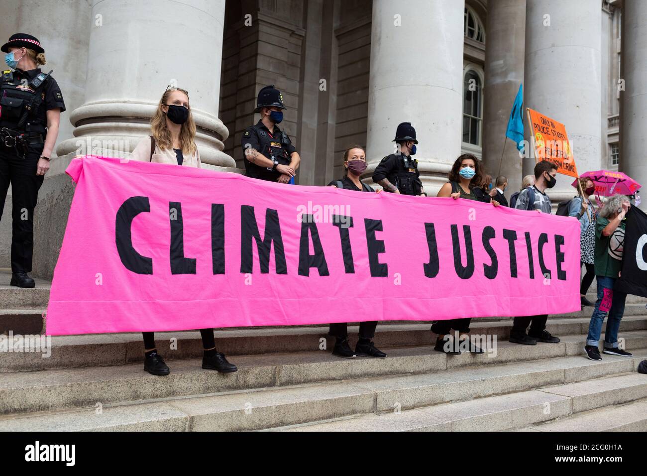 'Walk of Shame' Extinction Rebellion Demonstration, Bank of England, London, 4. September 2020 Stockfoto