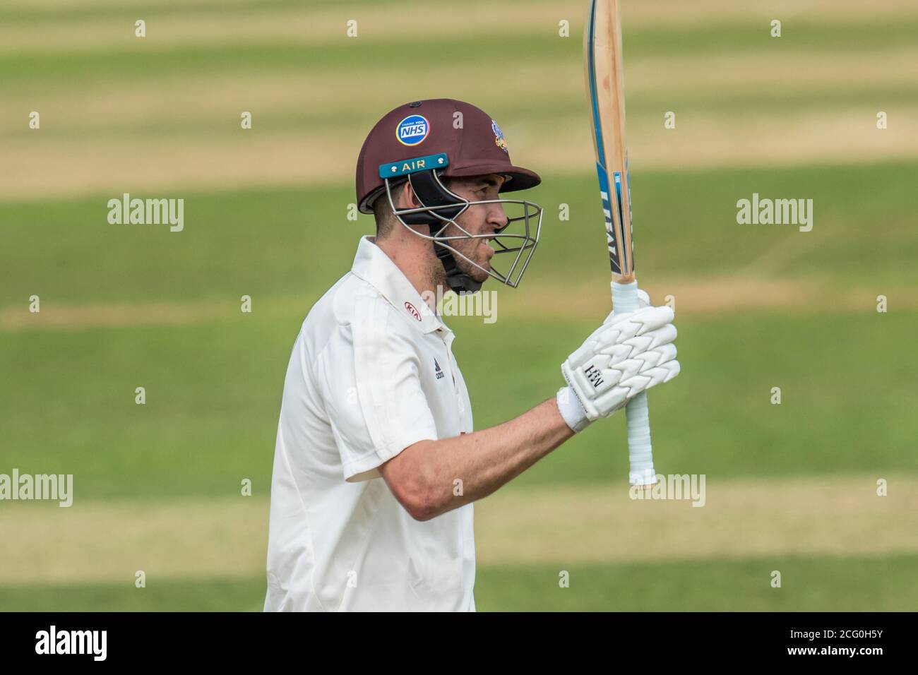 London, Großbritannien. 8. September 2020. Als Surrey auf Sussex am dritten Tag der Bob Willis Trophy Spiel im Oval zu nehmen. David Rowe/Alamy Live News Stockfoto