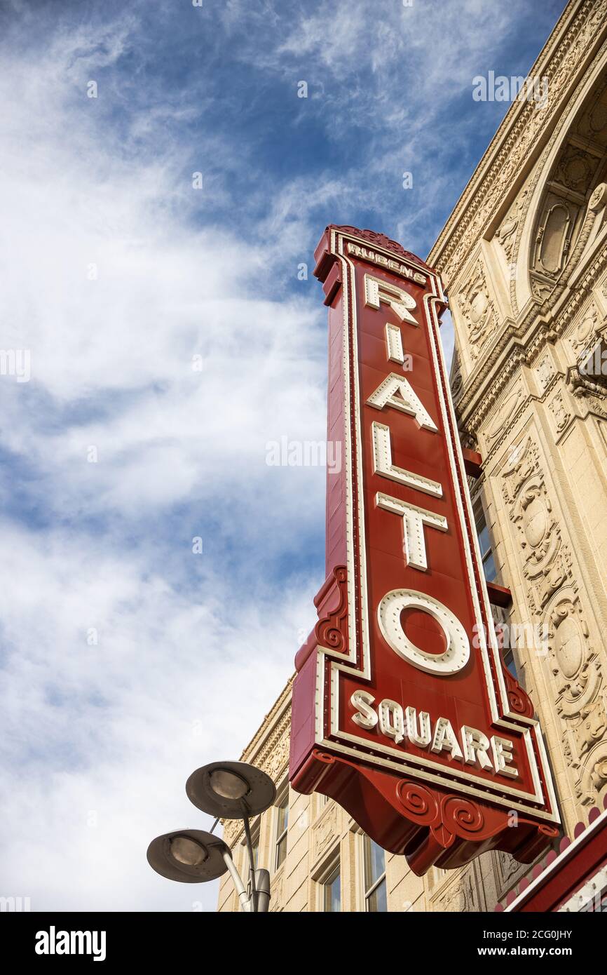 Das legendäre Rialto Square Theater ist ein Theater in den Vororten von Chicago, das 1926 eröffnet wurde und im US National Register of Historic Places steht. Stockfoto