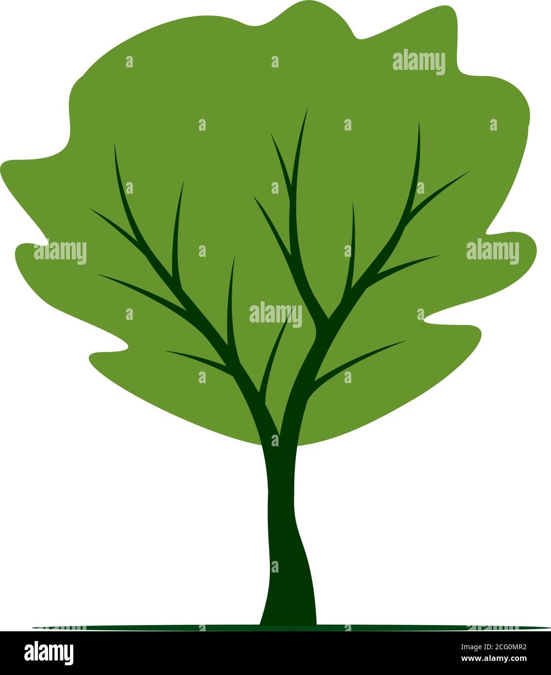 Form eines Baumes mit grünen Dachrinnen. Vektordarstellung. Pflanze im Garten. Stock Vektor