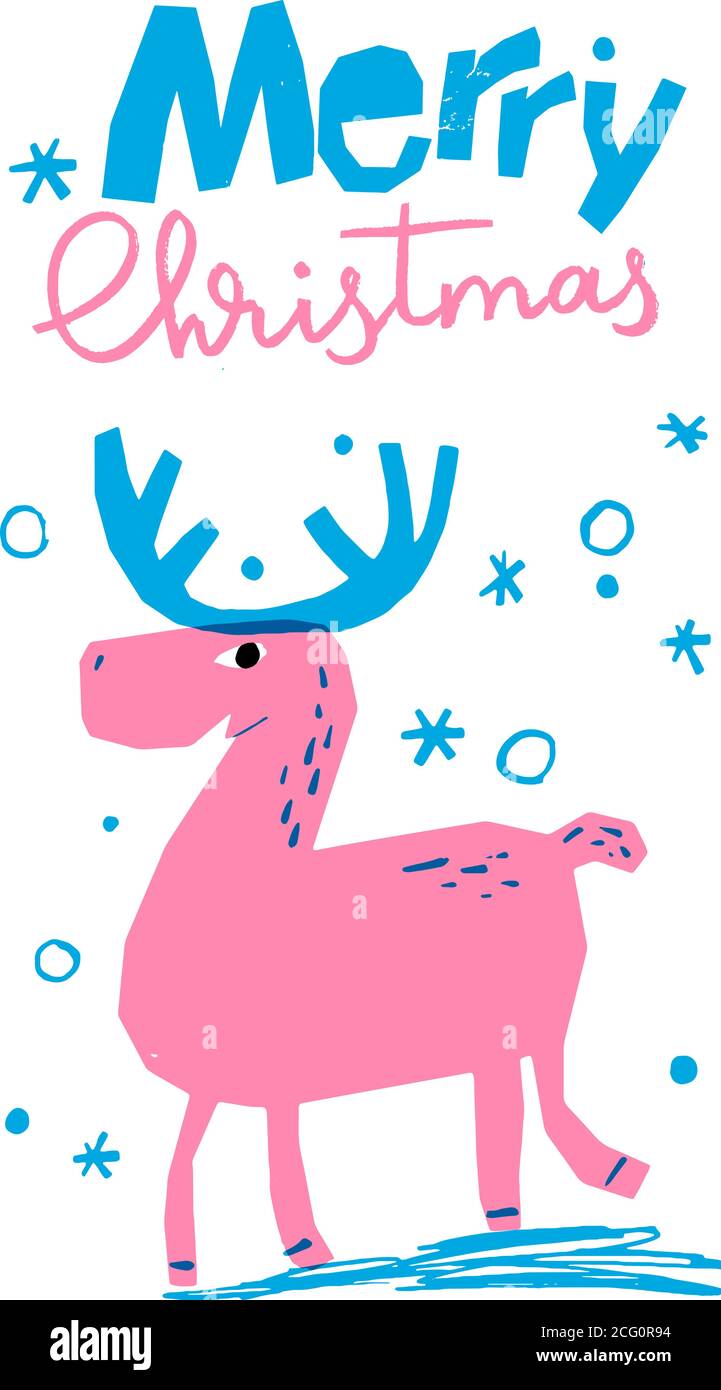 Frohe Weihnachten Vektor Winter Poster mit niedlichen Hirsch Stock Vektor