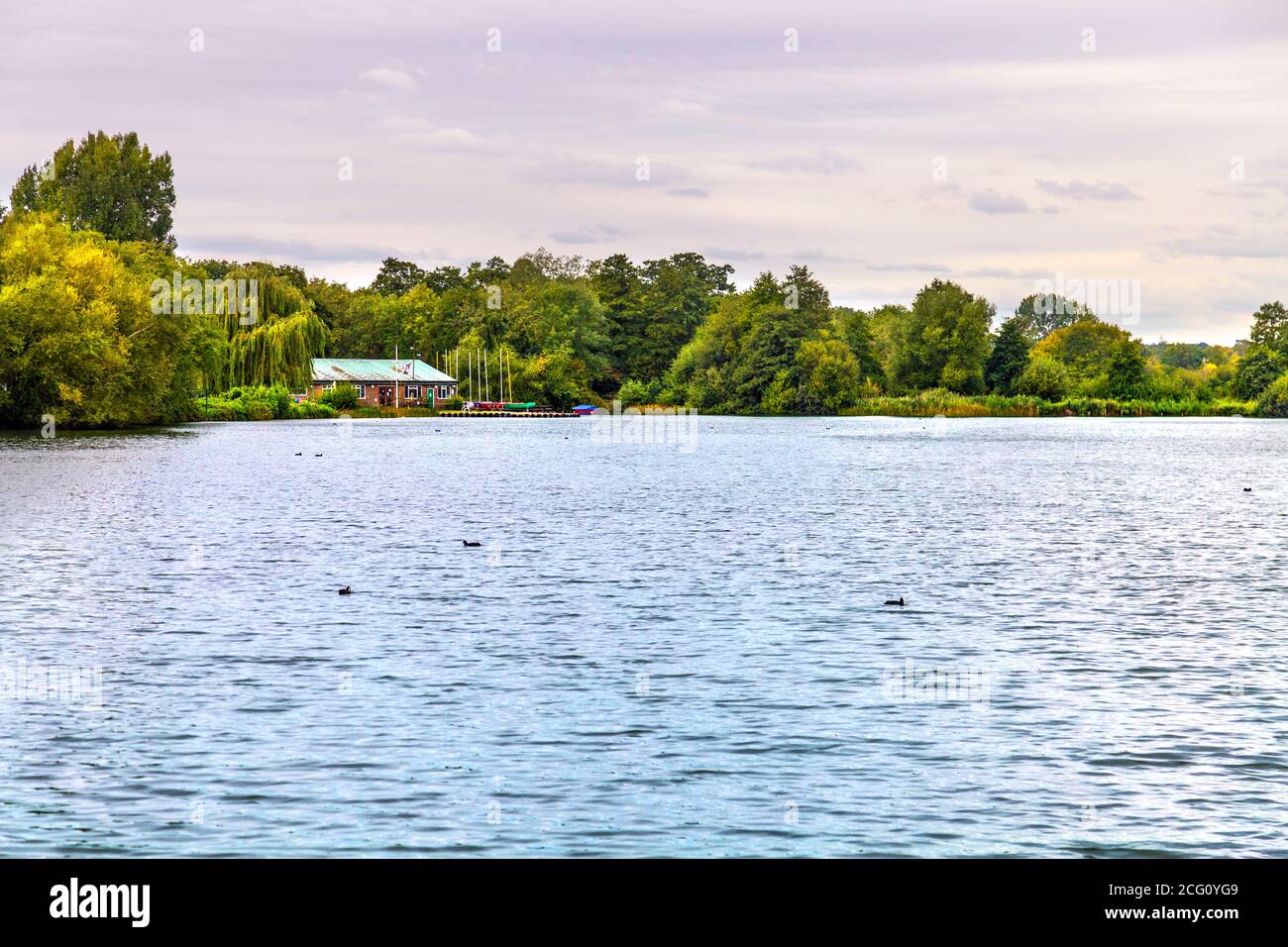 Bury Lake in der Nähe von Rickmansworth, auf der C61-Radroute, London, Großbritannien Stockfoto