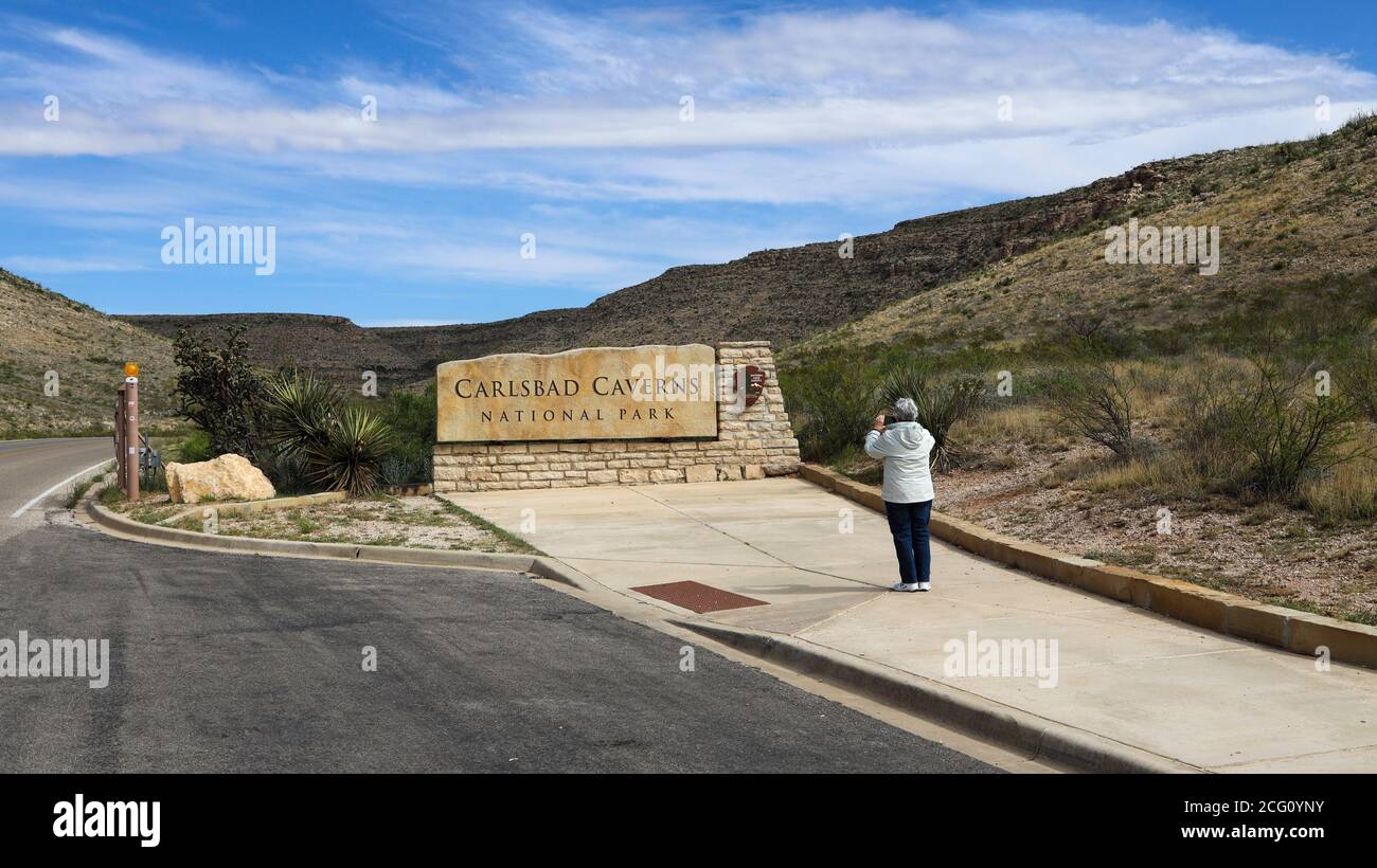 Eintritt zum Carlsbad Caverns National Park Stockfoto