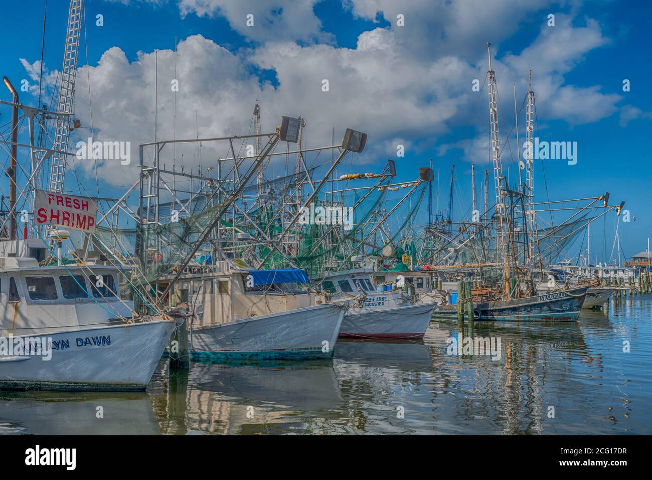 Garnelenboote in Pass Christian Harbour, Mississippi Golfküste, USA Stockfoto
