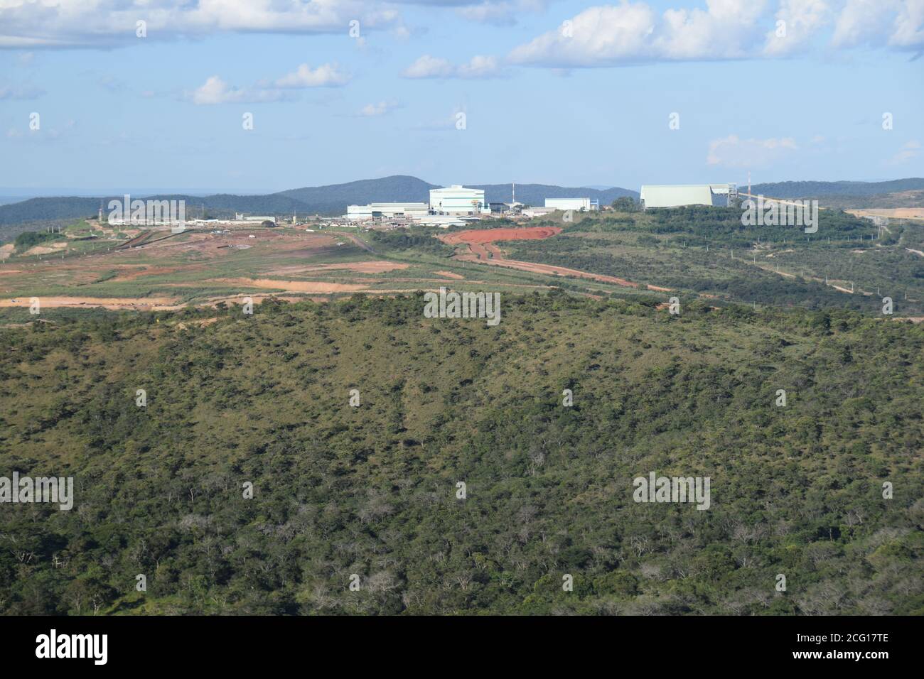 Paracatu Goldminenindustrie und Rückstand Teich bei Minas Gerais Brasilien Stockfoto