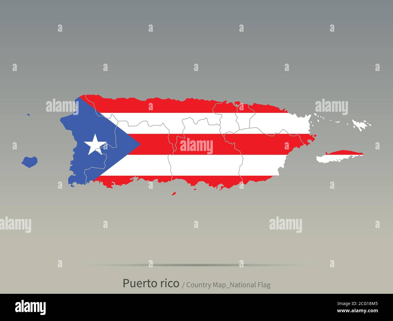 Puerto rico Flagge isoliert auf Karte. zentralamerikanische Länder Karte und Flagge. Stock Vektor