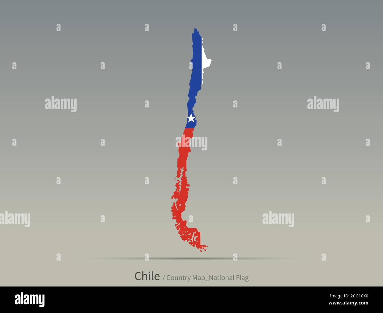 Chile Flagge isoliert auf Karte. südamerikanische Länder Karte und Flagge. Stock Vektor