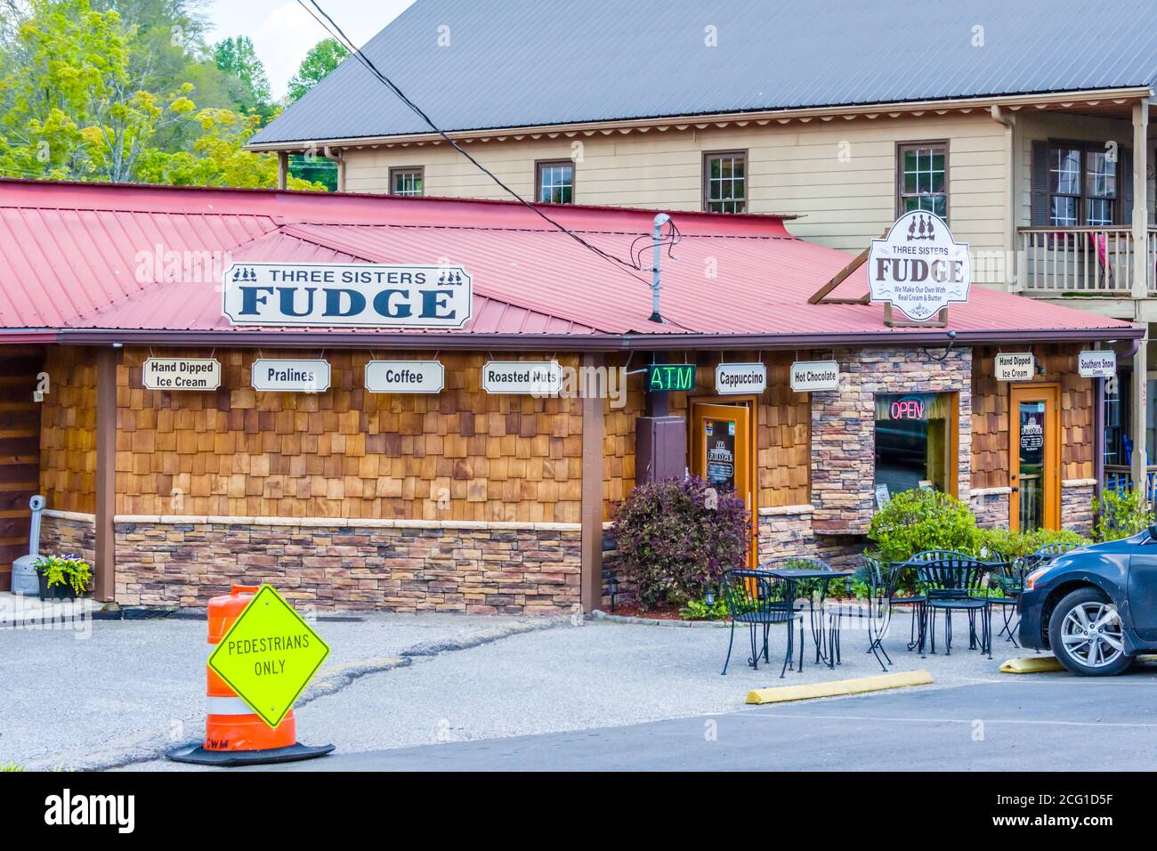 Northern Georgia, Blue Ridge Three Sisters Fudge Shop Stockfoto