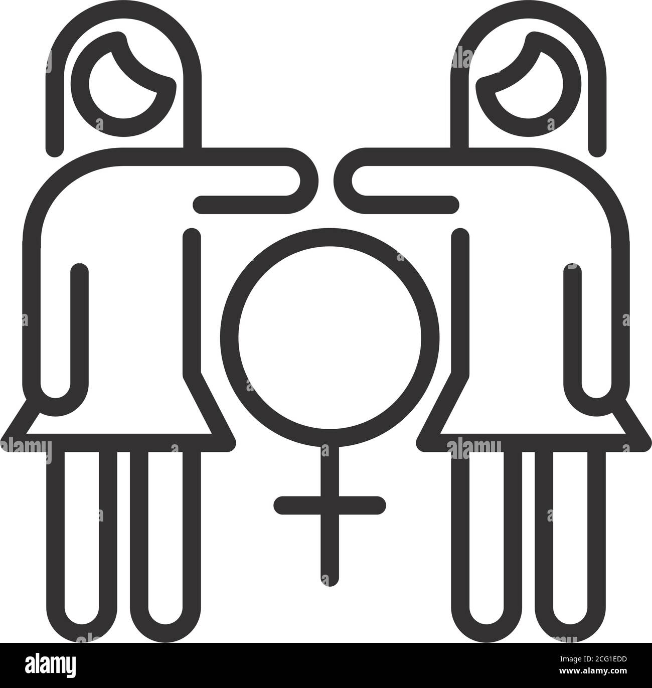 Feminismus Bewegung Symbol, Frauen Gleichheit weibliche Rechte Piktogramm Linie Stil Vektor Illustration Stock Vektor