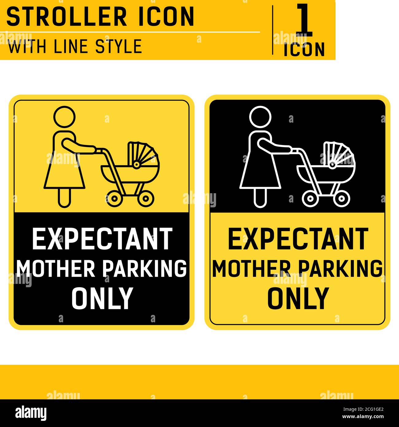 Werdende Mutter Parkplatz nur Zeichen Symbol mit Linie Stil isoliert auf weißem Hintergrund. Parkschild für Frauen mit Kindern Vektor-Icon-Design Stock Vektor