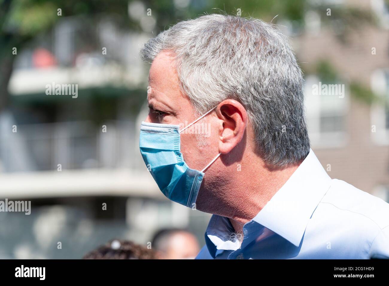 New York, Usa. September 2020. Mayor de Blasio besucht NYC Health Hospitals Schnelltestgelände im Soundview-Viertel der Bronx (Foto: Lev Radin/Pacific Press) Quelle: Pacific Press Media Production Corp./Alamy Live News Stockfoto