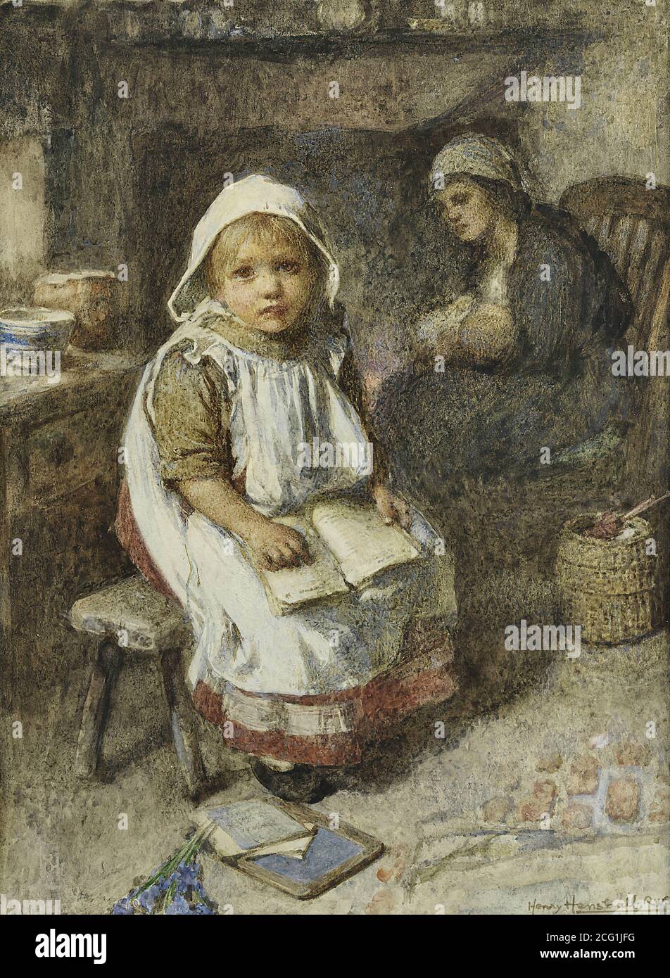 Henshall John Henry - The Reluctant Reader - British School - 19. Jahrhundert Stockfoto