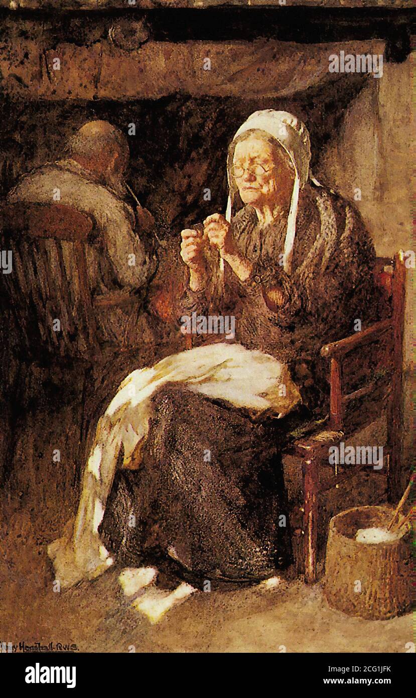 Henshall John Henry - Threading the Needle - British School - 19. Jahrhundert Stockfoto