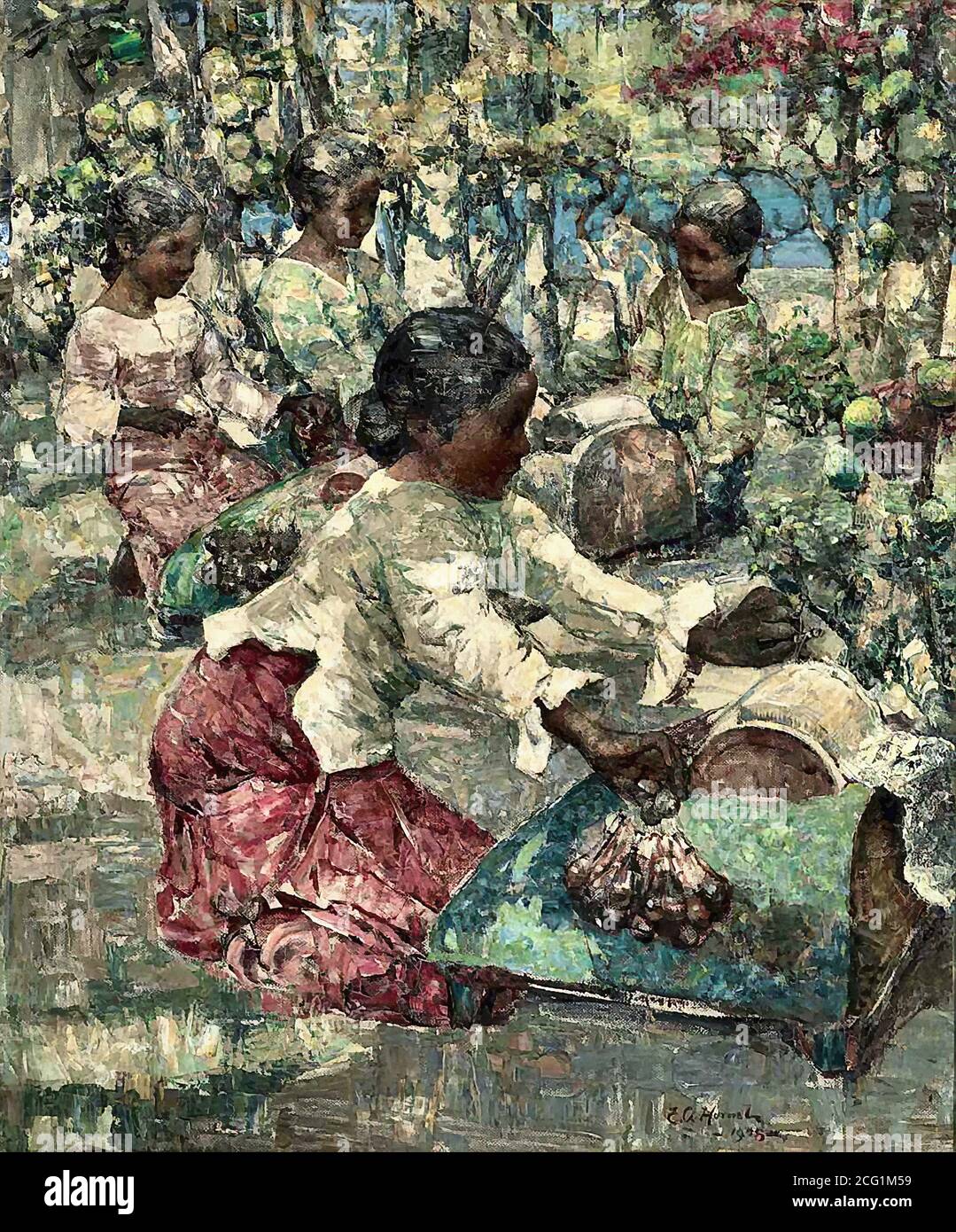 Hornel Edward Atkinson - Burmese Lace Makers - British School - 19. Jahrhundert Stockfoto