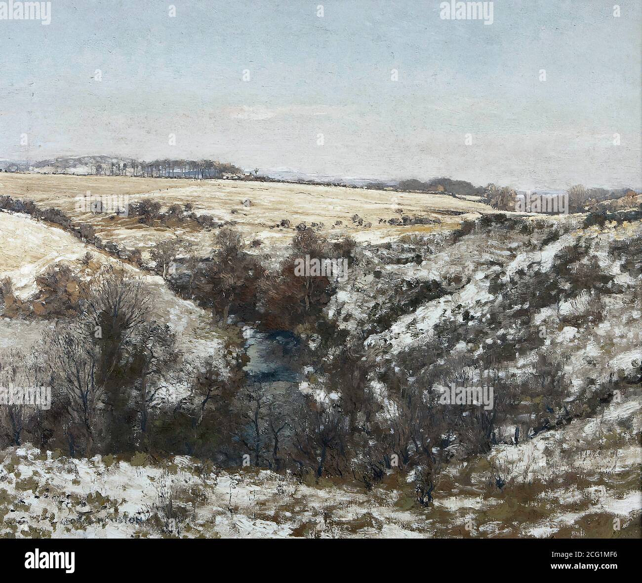 Houston George - Spring Snow Caaf Water Ayrshire - Britisch Schule - 19. Jahrhundert Stockfoto