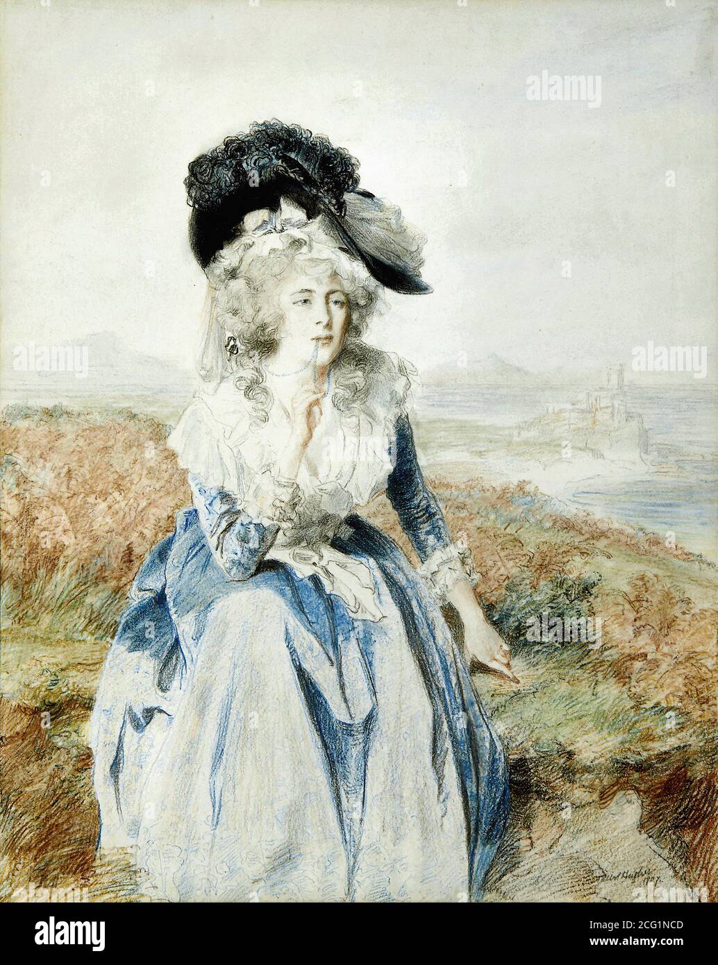 Hughes Talbot - Portrait of a Lady - British School - 19. Jahrhundert Stockfoto