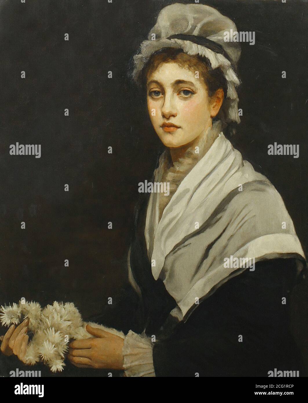 Jopling Louise - Porträt einer Dame mit Blumen - British School - 19. Jahrhundert Stockfoto