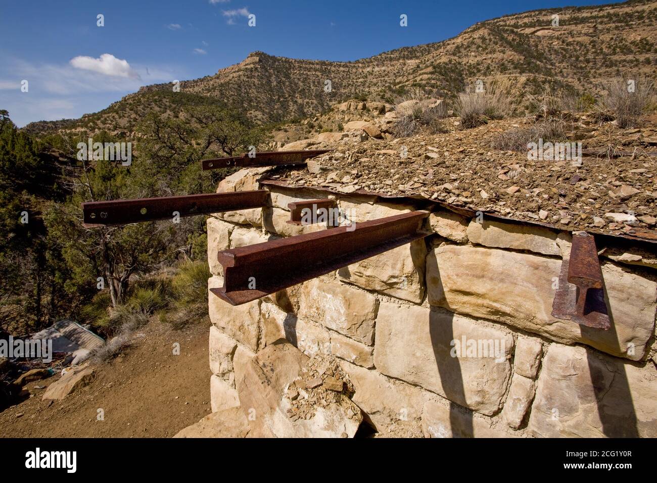 Die Geisterstadt Sego wurde 1910 als Kohlebergbaustadt in Sego Canyon, Utah, gegründet, um der Eisenbahn in Thompson Springs, fünf Meilen (8 km), Kohle zu liefern Stockfoto