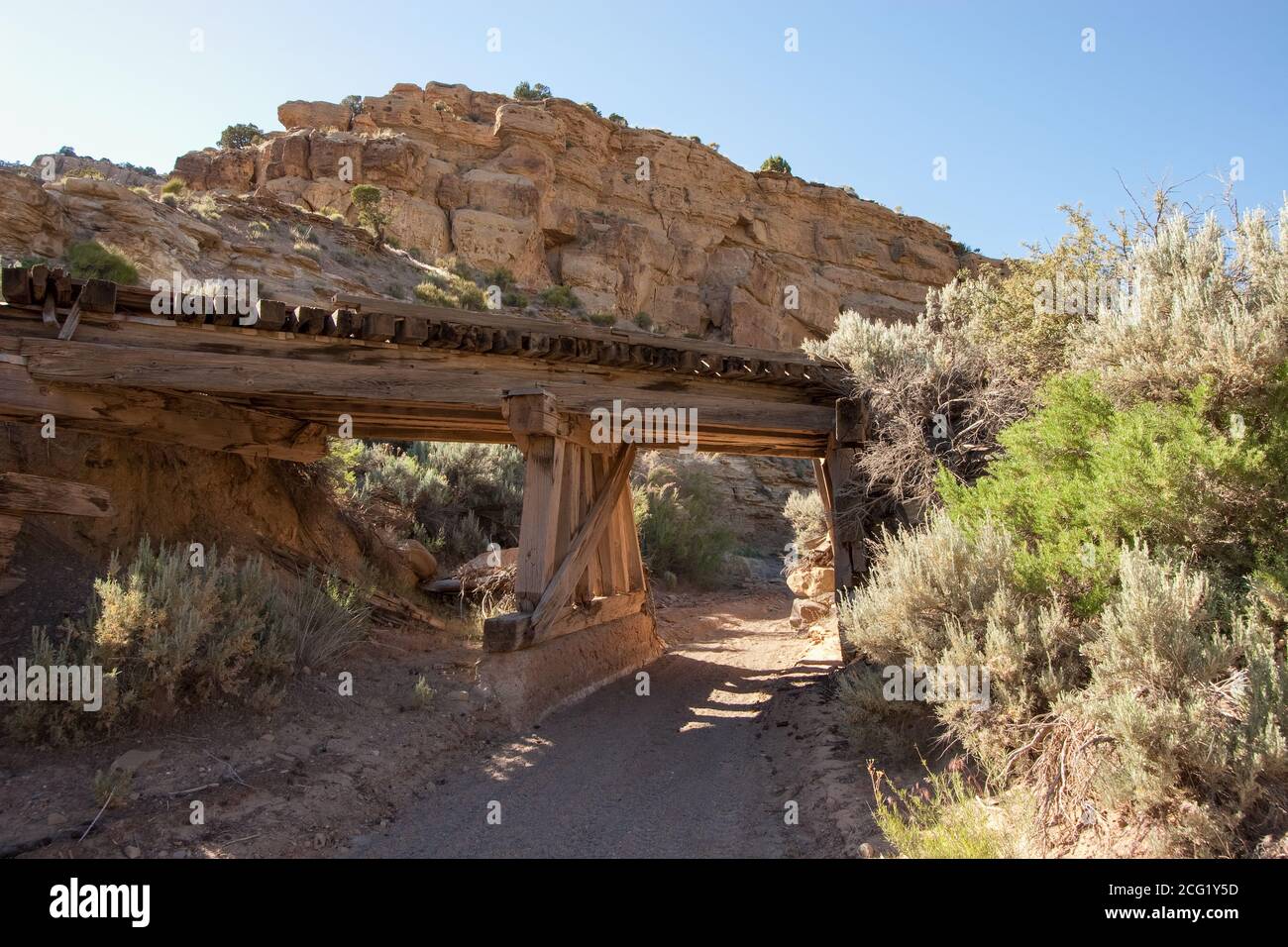 Die Geisterstadt Sego wurde 1910 als Kohlebergbaustadt in Sego Canyon, Utah, gegründet, um der Eisenbahn in Thompson Springs, fünf Meilen (8 km), Kohle zu liefern Stockfoto