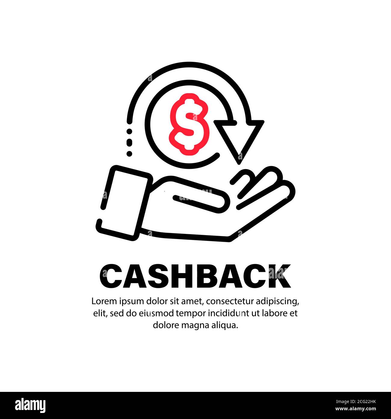 Cashback-Symbol. Geldzeichen senden oder empfangen. Hand halten Münze. Konzept der Finanzwirtschaft. Vektor auf isoliertem weißem Hintergrund. EPS 10 Stock Vektor