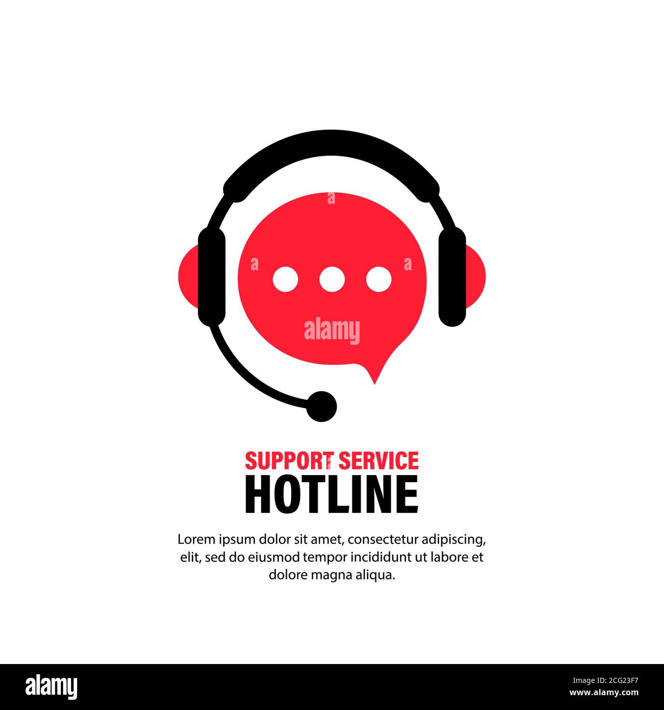 Hotline-Support mit Kopfhörern. Rufzeichen des Assistenten, Callcenter. Unterstützung, Beratung, Berater, Sekretärin. Live-Marketing Stock Vektor