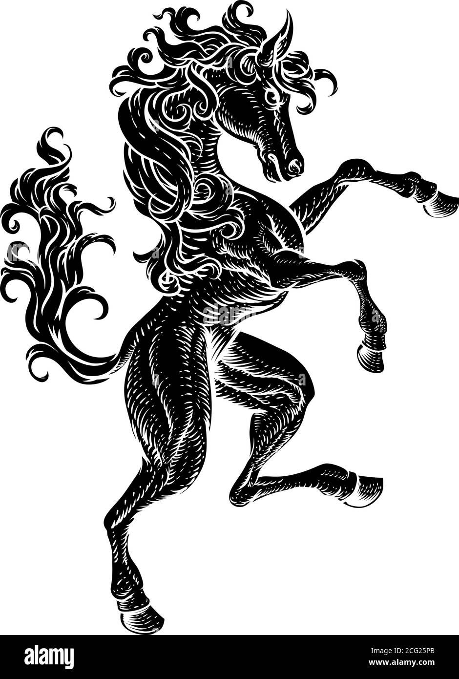 Pferdeaufzug Rampender Crest-Wappen-Stil Stock Vektor