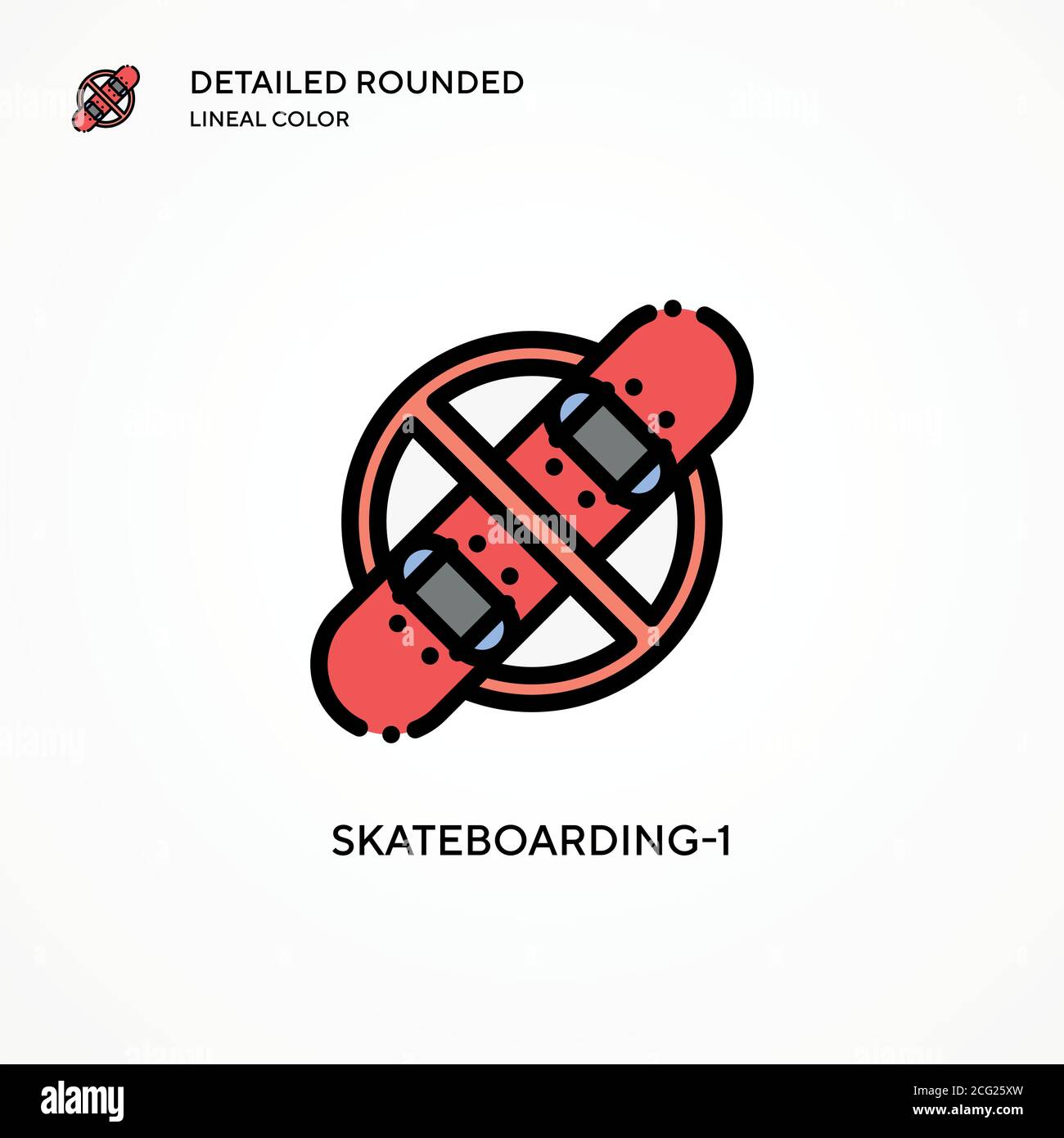 Skateboarding-1 Vektor-Symbol. Moderne Vektorgrafik Konzepte. Einfach zu bearbeiten und anzupassen. Stock Vektor