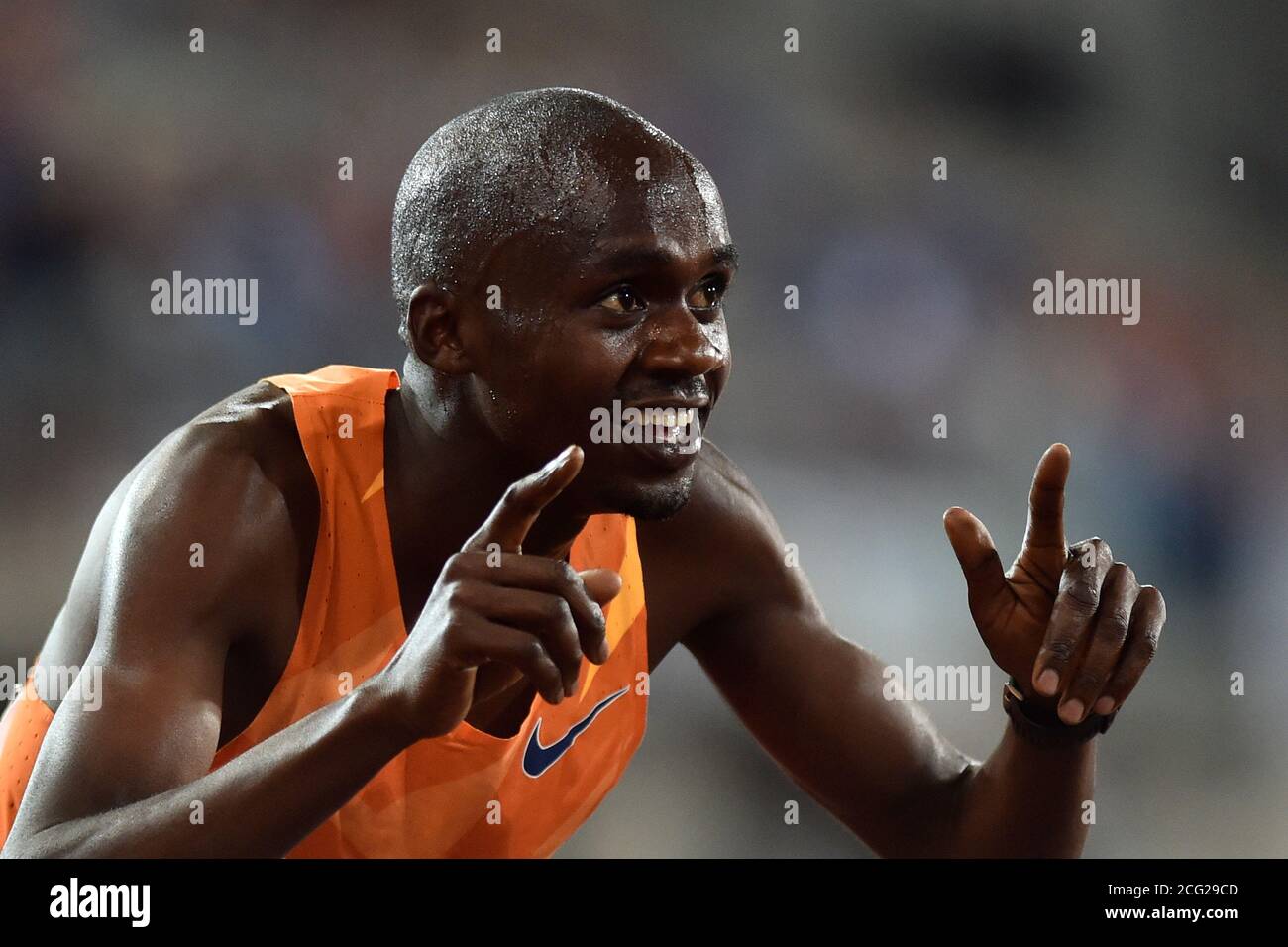 Der ugandische Athlet Jacob Kiplimo gewann am 8. September 2020 bei der IAAF World Challenge in Ostr.´s 5000 m bei den Männern Stockfoto