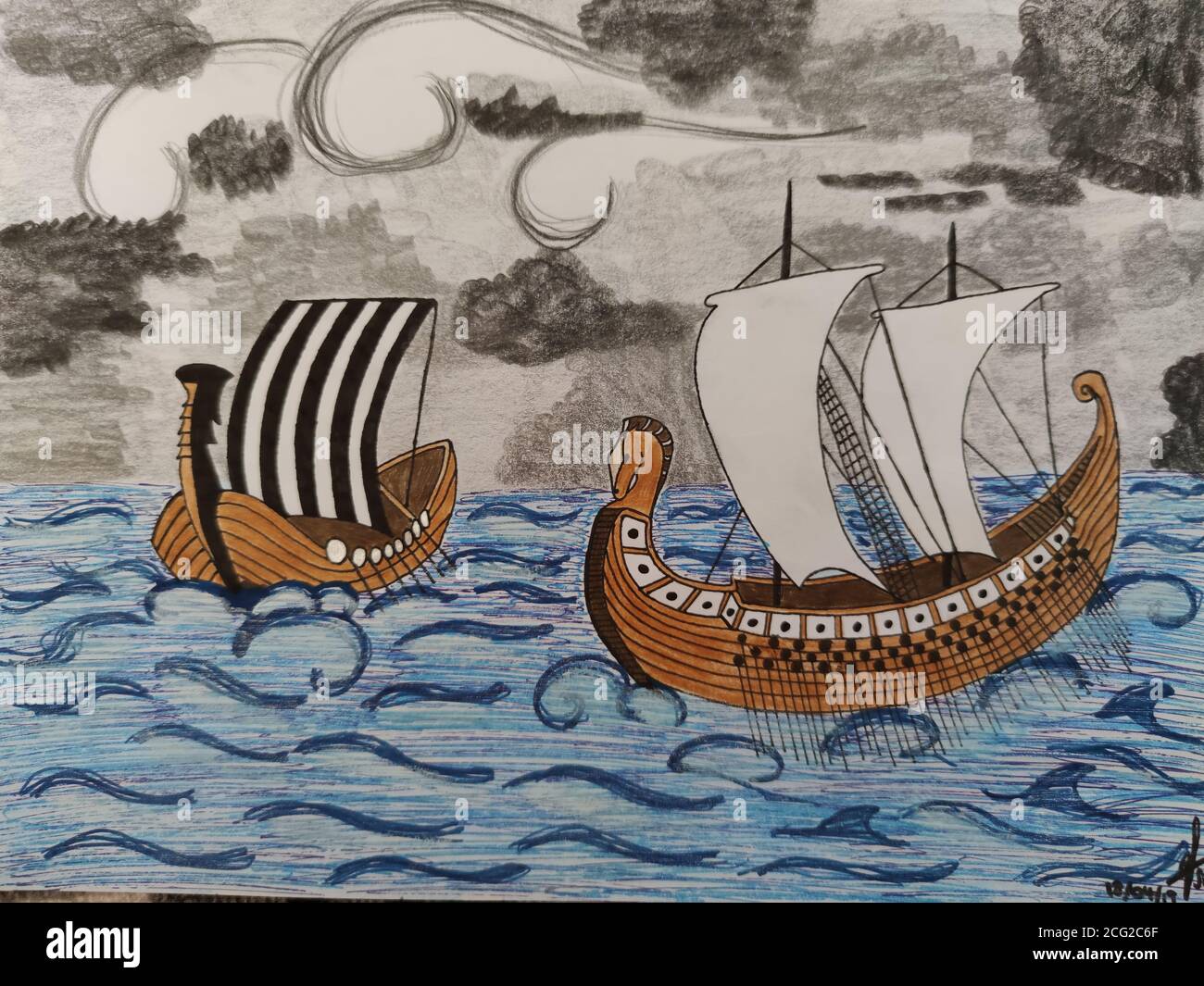 Zeichnung Von Wikingerschiffen Stockfotografie Alamy zeichnung-von-wikingerschiffen-stockfotografie-alamy