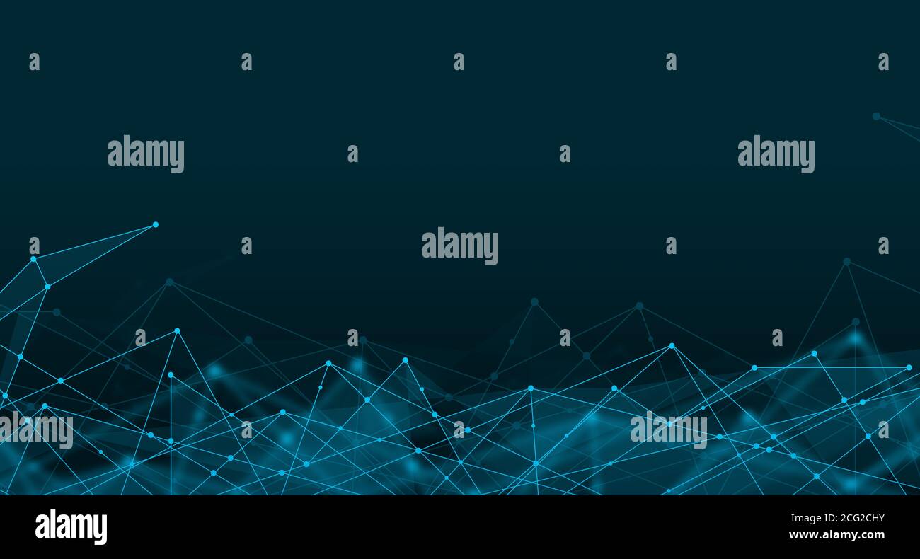 Technologiehintergrund Mit Abstrakten Digitalen Verbindungslinien Und Punkten, Creative Illustration, Panorama Stockfoto